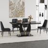 Table and chair set.63"W x 37"D x 30"H Black Marble MDF DiningTable Set with 4 Black PU Chairs with black metal legs.Bring a comfortable home experien