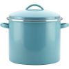 Farberware Enamel-on-Steel Induction Stockpot with Lid, 16 Quart, Aqua