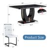 Table and chair set.Black Marble Pattern MDF Dining Table Set - 63"x37" with 4 chairs with white PU cushions and C-tube black metal legs.Bring a comfo