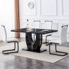 Table and chair set.Black Marble Pattern MDF Dining Table Set - 63"x37" with 4 chairs with white PU cushions and C-tube black metal legs.Bring a comfo