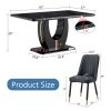 Table and chair set.63"W x 37"D x 30"H Black Marble MDF DiningTable Set with 4 Black PU Chairs with black metal legs.Bring a comfortable home experien