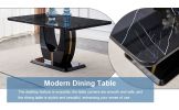Table and chair set.63"W x 37"D x 30"H Black Marble MDF DiningTable Set with 4 White and Dark Gray spliced PU Chairs with black metal legs.Bring a com