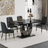 Table and chair set.63"W x 37"D x 30"H Black Marble MDF DiningTable Set with 4 Black PU Chairs with black metal legs.Bring a comfortable home experien