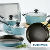 Farberware 15 Piece Aluminum Nonstick Pots and Pans Set, Aqua