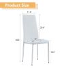 Grid armless high backrest dining chair, 6-piece set of white chairs and plated silver legs, office chair. Suitable for restaurants, living rooms