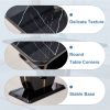 Table and chair set.63"W x 37"D x 30"H Black Marble MDF DiningTable Set with 4 White and Dark Gray spliced PU Chairs with black metal legs.Bring a com