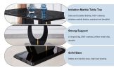 Table and chair set.63"W x 37"D x 30"H Black Marble MDF DiningTable Set with 4 Black PU Chairs with black metal legs.Bring a comfortable home experien