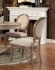 Transitional Rustic Oak and Beige Side Chairs Set of 2 Chairs Dining Room Furniture Padded fabric seat Elegant Kitchen Dining Room