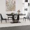 Table and chair set.63"W x 37"D x 30"H Black Marble MDF DiningTable Set with 4 White and Dark Gray spliced PU Chairs with black metal legs.Bring a com