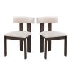 Wooden Dining Chairs Set of 2, Modern Boucle Upholstered Kitchen Side Chairs