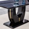 Table and chair set.63"W x 37"D x 30"H Black Marble MDF DiningTable Set with 4 Black PU Chairs with black metal legs.Bring a comfortable home experien