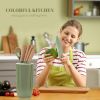 Kitchen Knife Set, 6 Pieces Green Professional Knife Set with Universal Knife Block, Super Sharp Knife Set with Ergonomic Handle